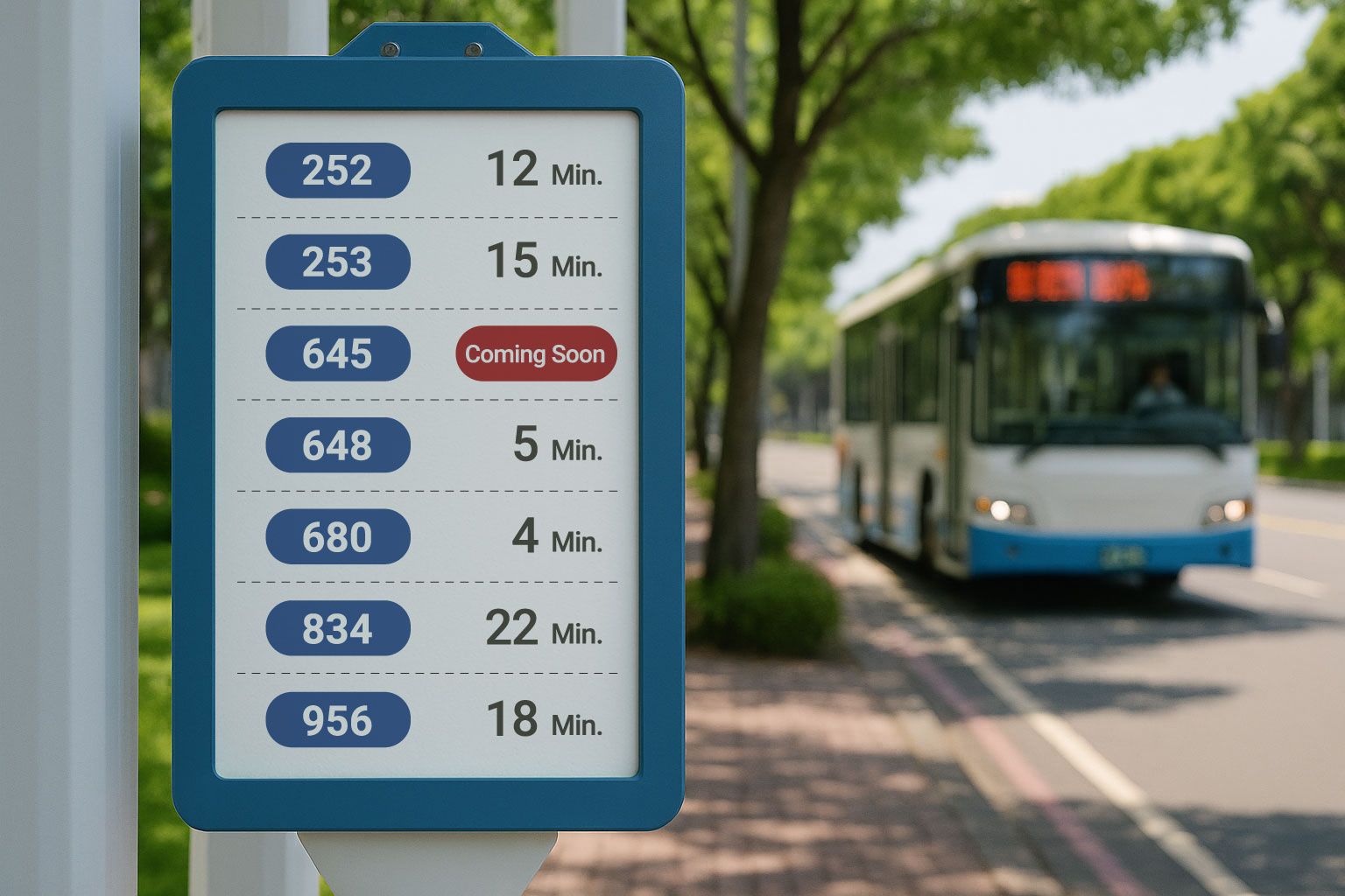 Fermata dell'autobus con ePaper Display